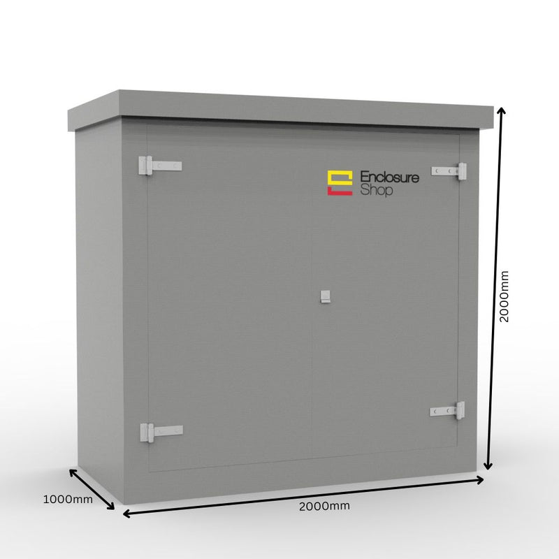 GRP Walk In Enclosure 2000mm x 1000mm x 2000mm - DPM14 in Grey with Dimensions